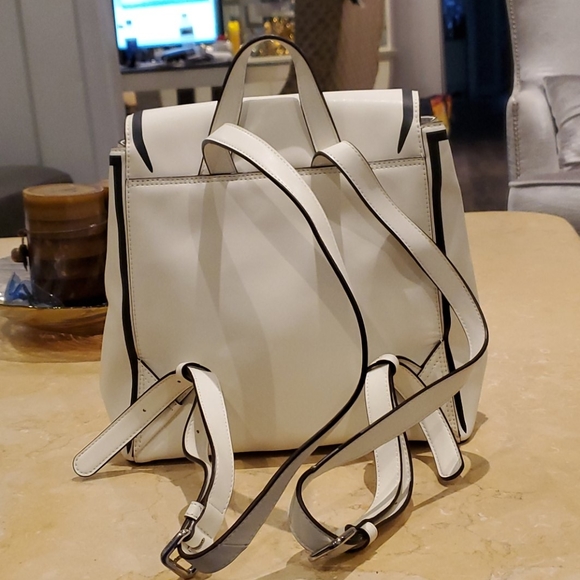 Dkny Bags Dkny Backpack White Leather With Black Trimmings Poshmark